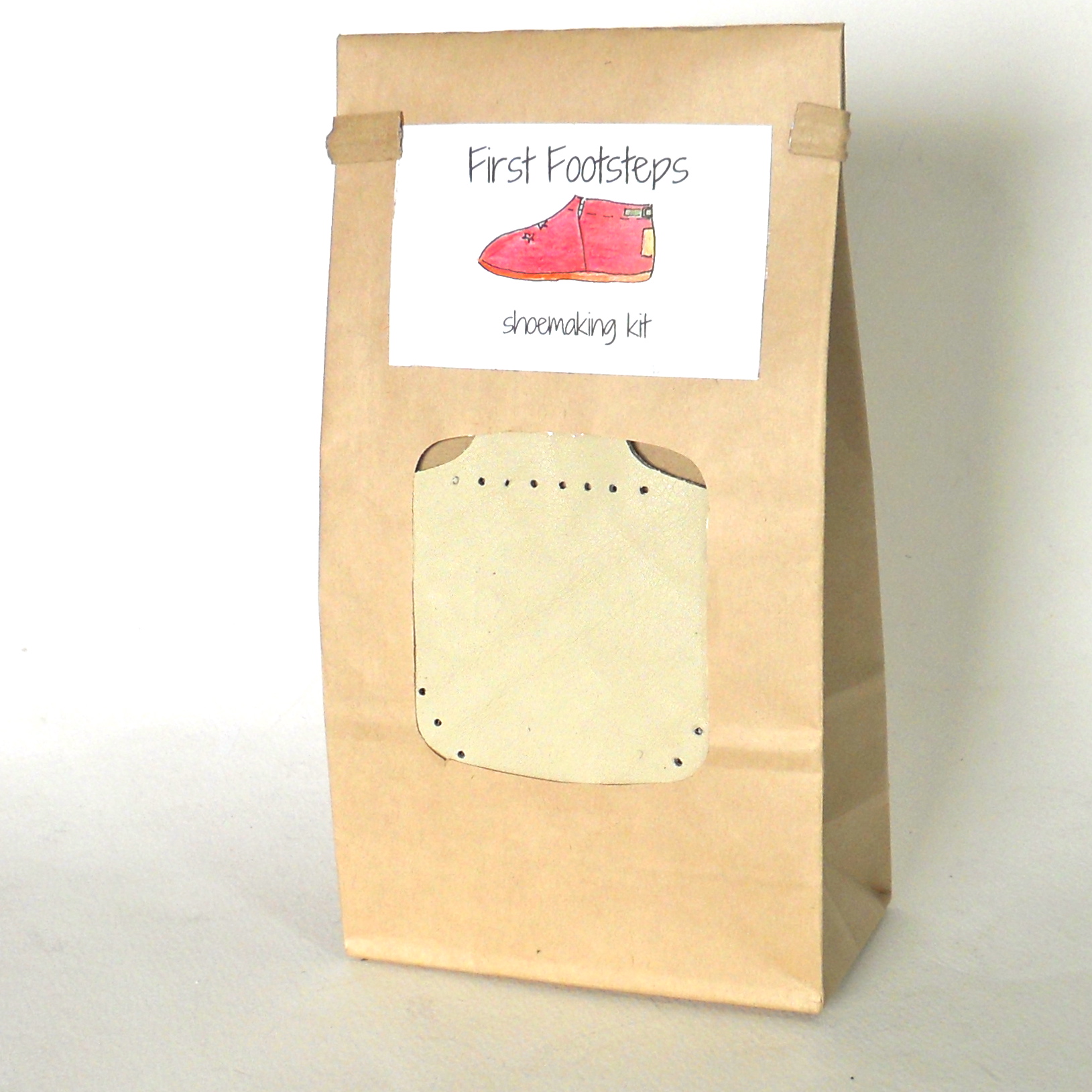 "First Footsteps" kit for making toddler shoes - white