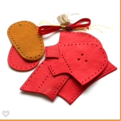 "First Footsteps" kit for making toddler shoes - red vegetable-tanned leather - Image 3