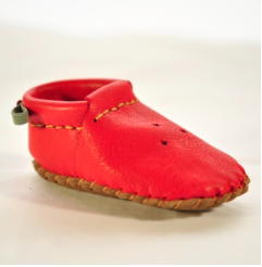 "First Footsteps" kit for making toddler shoes - red vegetable-tanned leather - Image 2