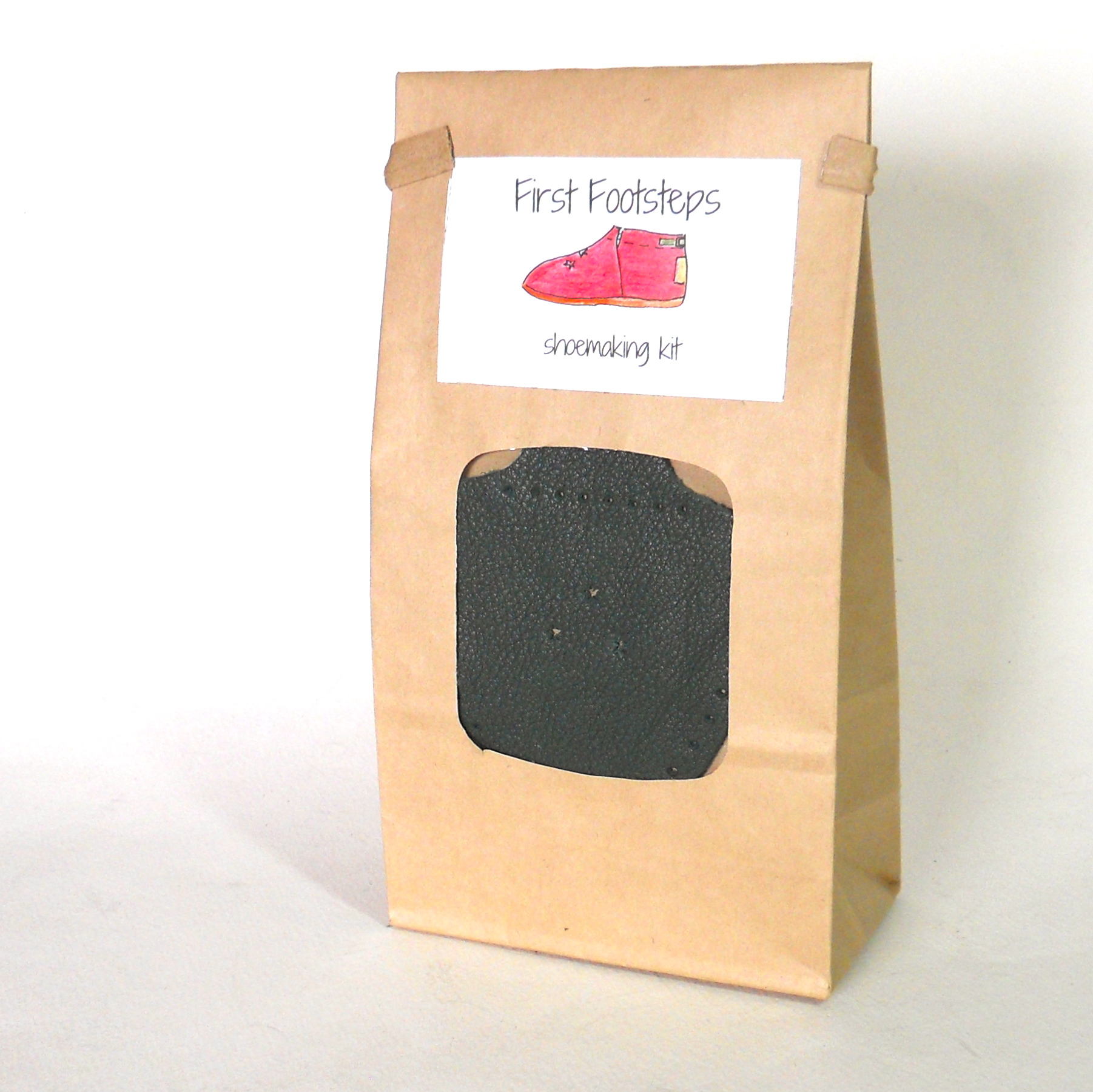 "First Footsteps" kit for making toddler shoes - forest green