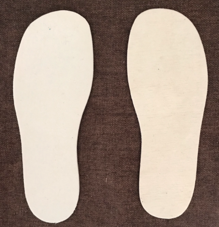 Light grey 3/16"-thick smooth "rubber" soles and midsoles